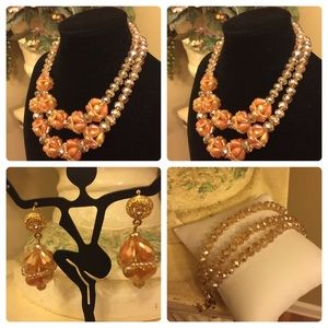 This piece speak elegance—Light peach crystal Set